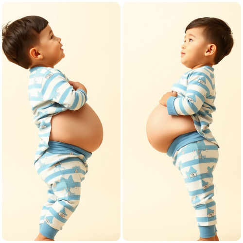 A Toddler's Belly Growing Bigger and Rounder