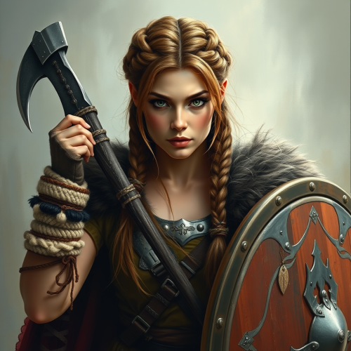 A Valkyrie Viking Warrior in Oil Painting Style