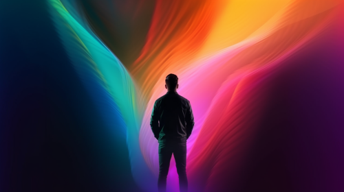 A Vibrant Man with Power in Abstract Background