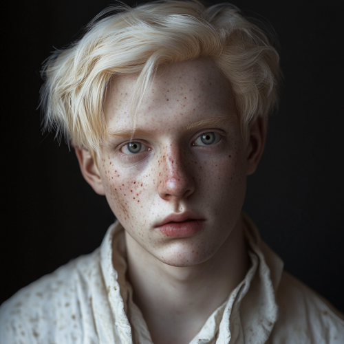 A Victorian-style young man with pale skin & smallpox marks