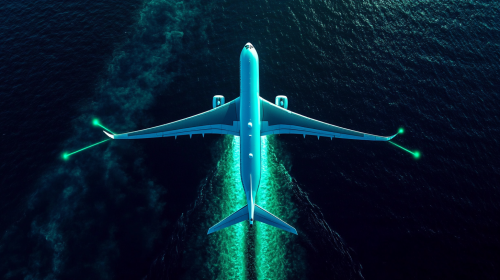 A View of A350 Flying Over Ocean
