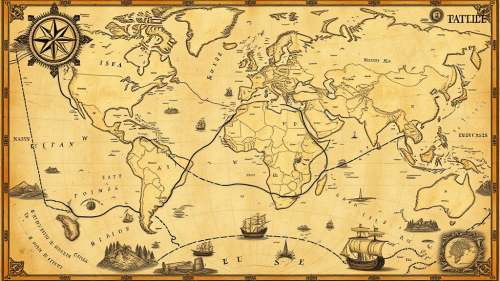 A Vintage Map of Explored and Unexplored Continents