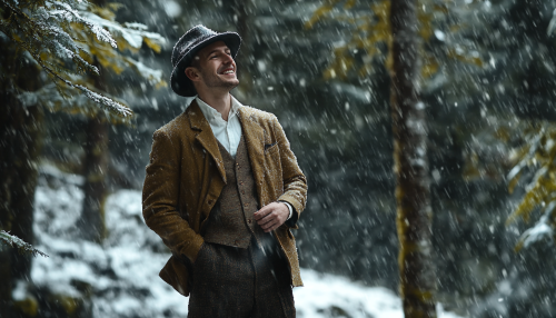 A Well-Dressed Man Smiling in Rainstorm