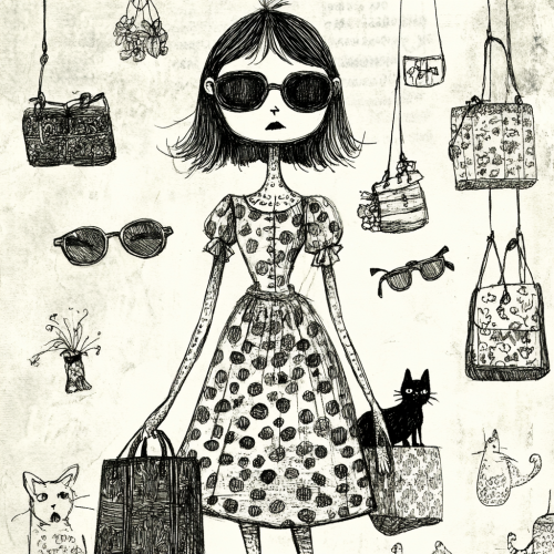 A Whimsical Girl in Polka-Dotted Dress