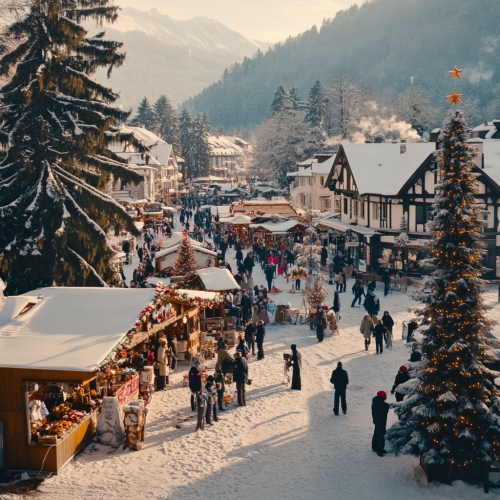 A Winter Town Celebration in Europe