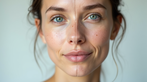 A Woman's Face Contrasting Youth and Age