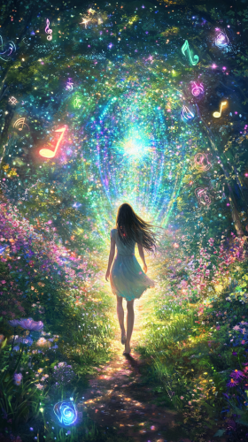 A Woman's Journey Through Enchanted Pathway