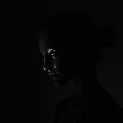 A Woman's Profile Silhouette in Dramatic Lighting