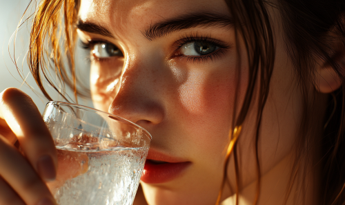 A Woman Drinking a Colorful Drink Joyfully