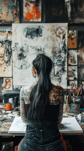 A Woman Tattoo Artist in Industrial Studio Space
