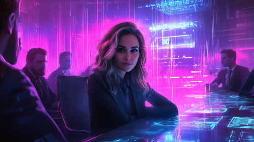 A Woman in Hi-Tech Meeting Room Display