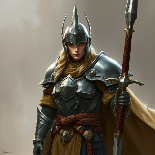 A Young Male Fighter with Double-Bladed Sword