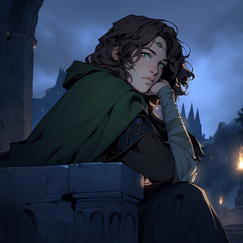 A Young Norman Lady in a Castle at Night
