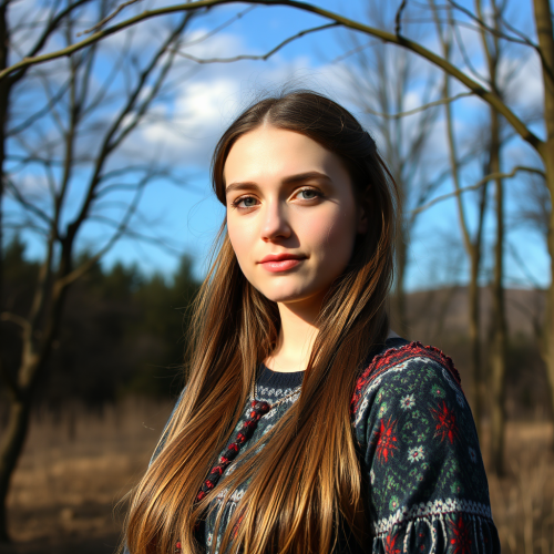 A Young Slavic Girl's Nature Portrait