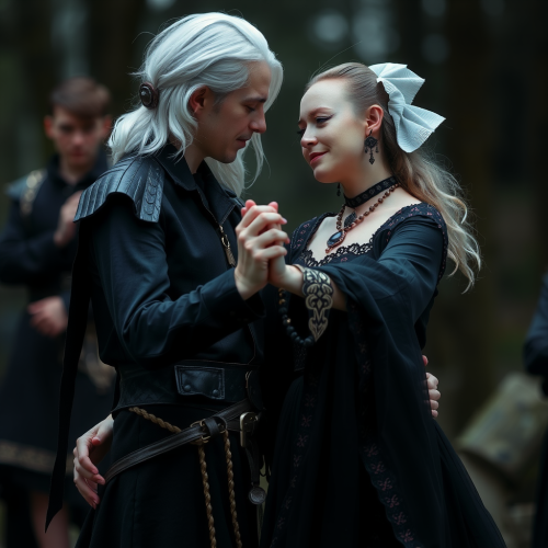 A Young Witch Man and Woman Dancing Lovingly A Young Witch Man and Woman Dancing Lovingly