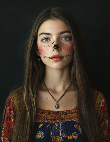 A Young Woman Celebrating Day of The Dead