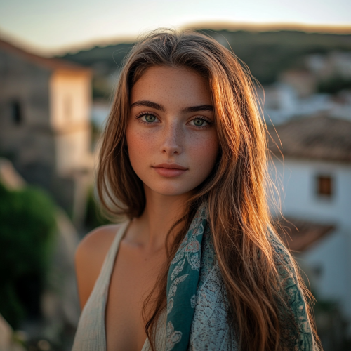 A Young Woman in a Twilight Village