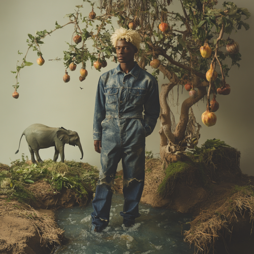 A Zimbabwean Man in Denim Outfit Within Forest