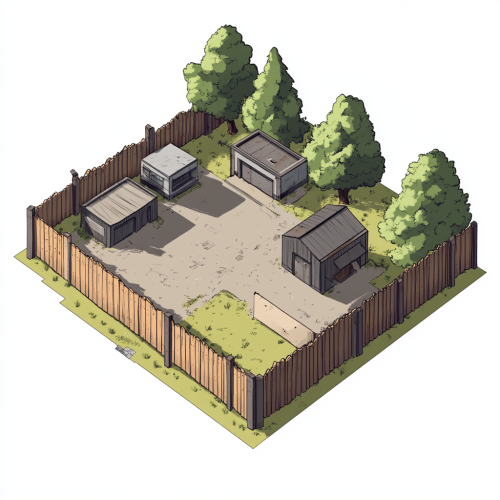 A Zombie Base with Wooden Fence and Facilities