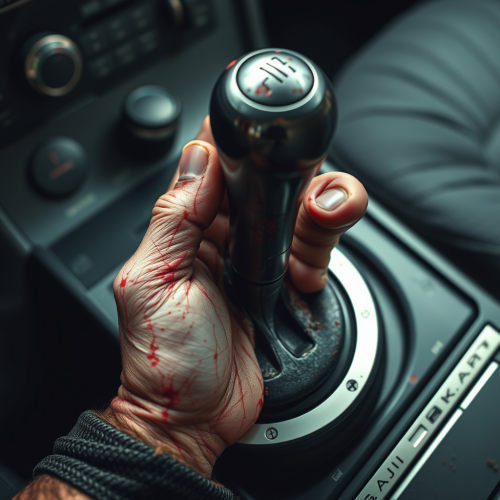 A Zombie Hand Gripping a Gear Shifter