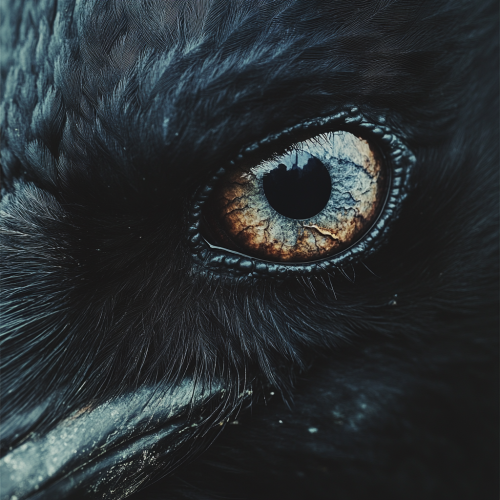 A beautiful, detailed raven's head close-up