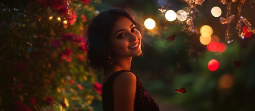 A beautiful Indian girl in black outfit smiling
