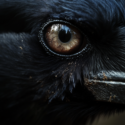 A beautiful raven closely watching over wasteland