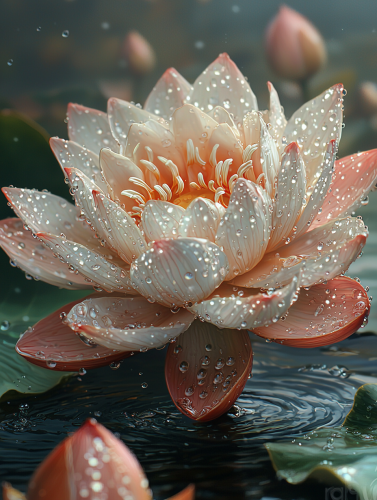 A beautiful realistic lotus flower in water