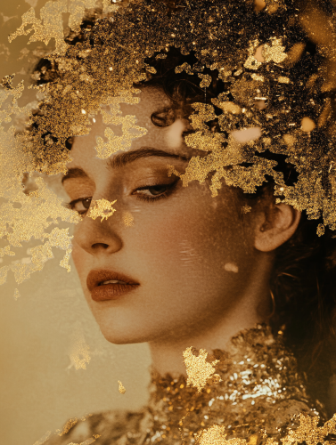 A beautiful self-confident woman inspired by Gustav Klimt