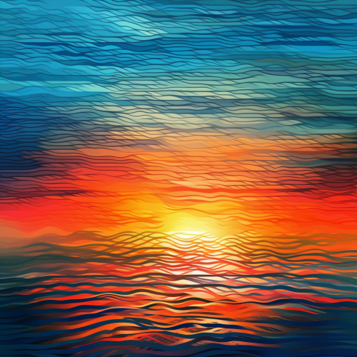 A beautiful sunset made of stripes and lines