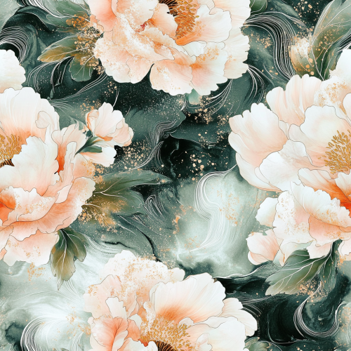 A beautiful watercolor peony and leaf pattern