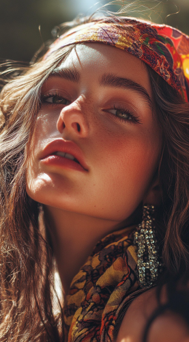 A beautiful woman in detailed 1970s-style photo