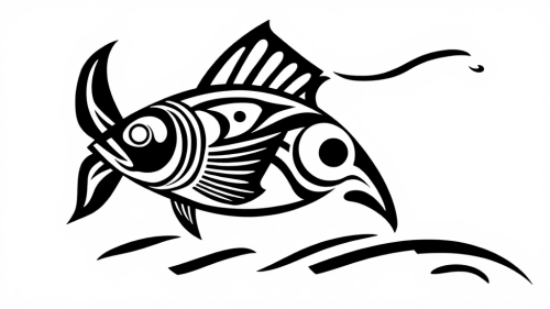 A black and white fish in Maori style.