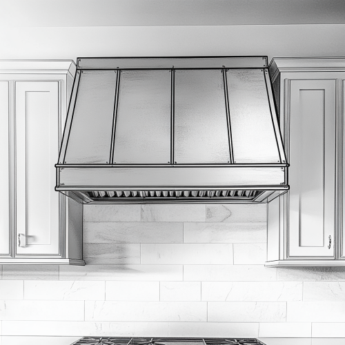 A black and white kitchen appliance drawing