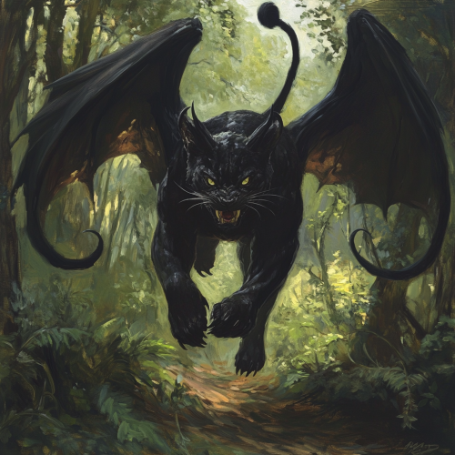 A black demon with horns and tentacles running.