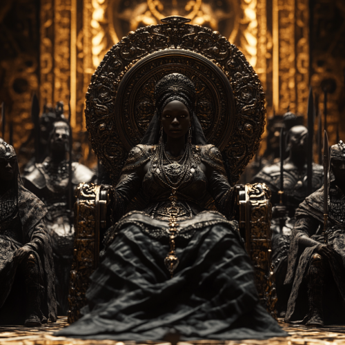 A black queen reigns among royalty in 8k.