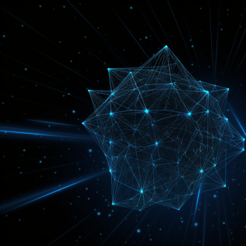 A blue mesh environment with star background