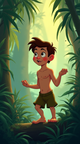 A boy named Tarzan in the jungle.