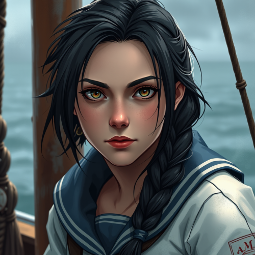 A brave, tomboyish sailor girl with black hair.
