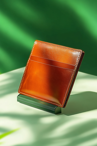 A brown men's wallet on display