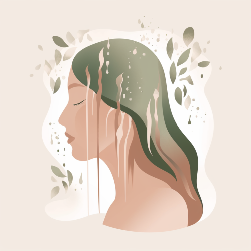 A calm scalp with flowing hair and nature. A calm scalp with flowing hair and nature.