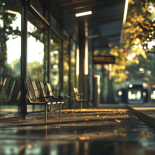 A close up photo of an empty bus station.