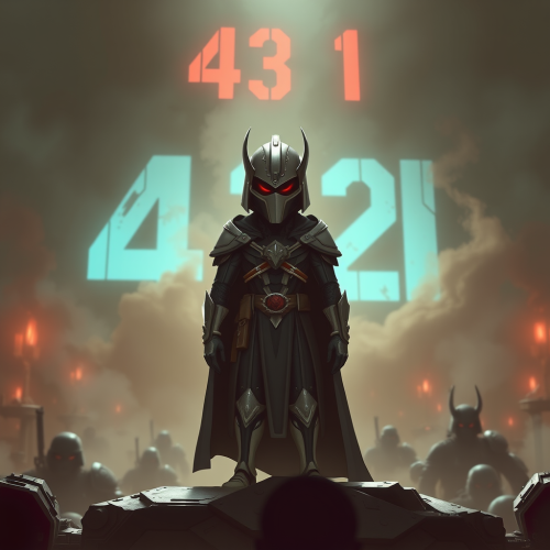 A colorful abstract robot in a galaxy.