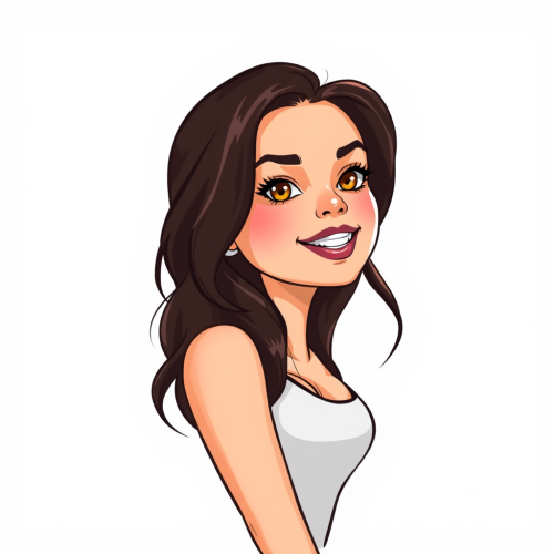 A colorful cartoon picture of Selena Gomez.
