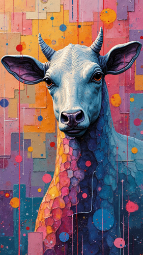 A colorful collage of simplified figures in a park.