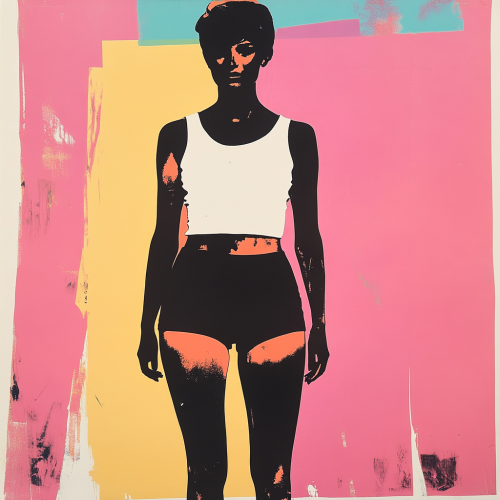 A colorful screen print of a stylish woman