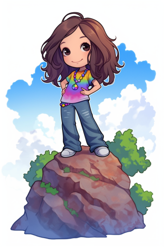 A confident, cute girl in kawaii style art