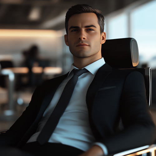 A confident business professional in a modern office.