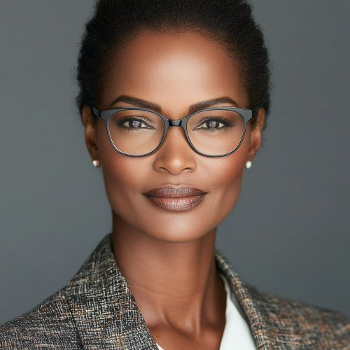 A corporate headshot of confident Black woman professional