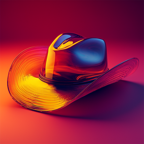 A cowboy hat on frosted glass platform